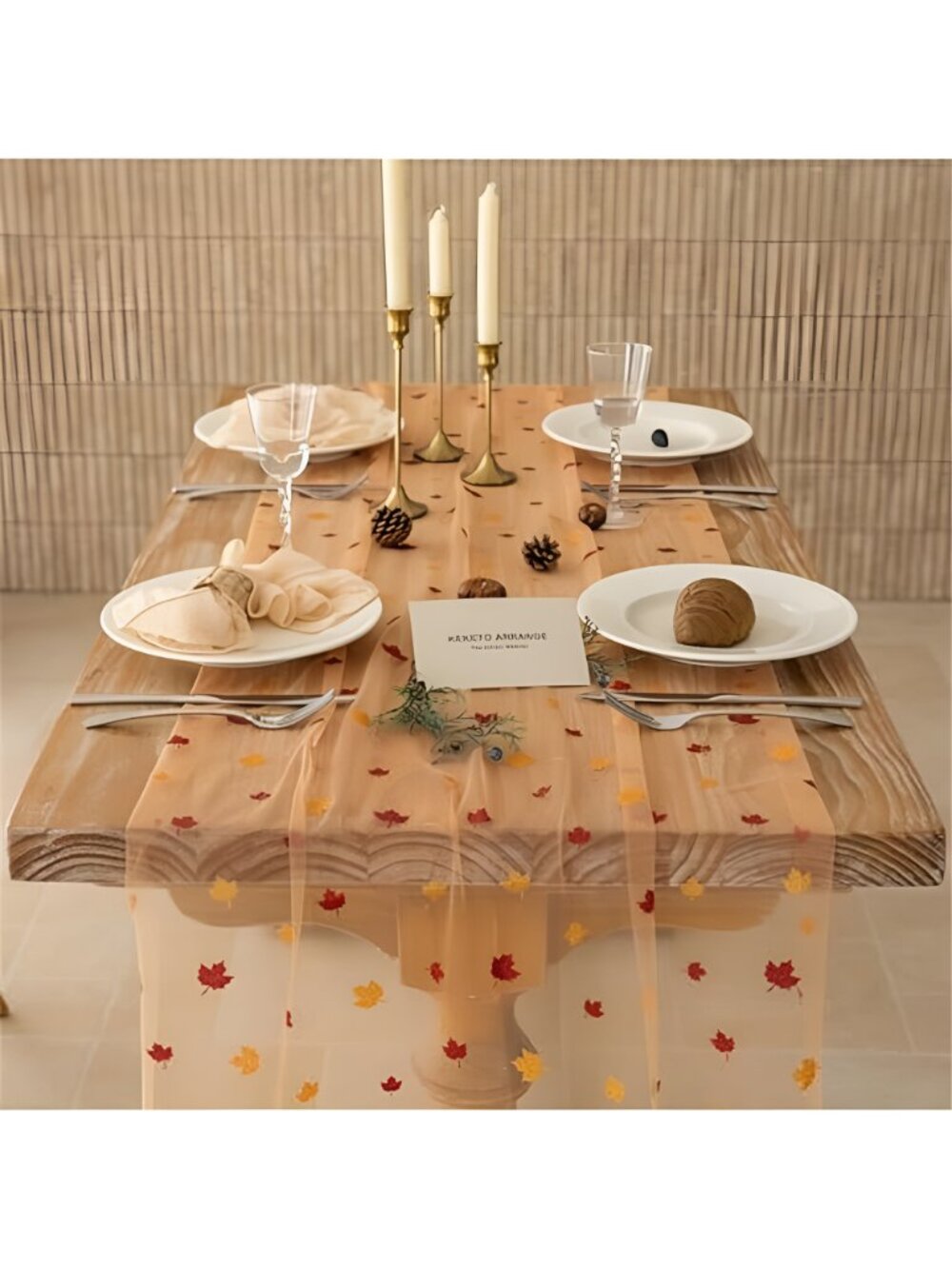Fall Maple Leaves Table Runner 120 Inch - Picture 3 of 6